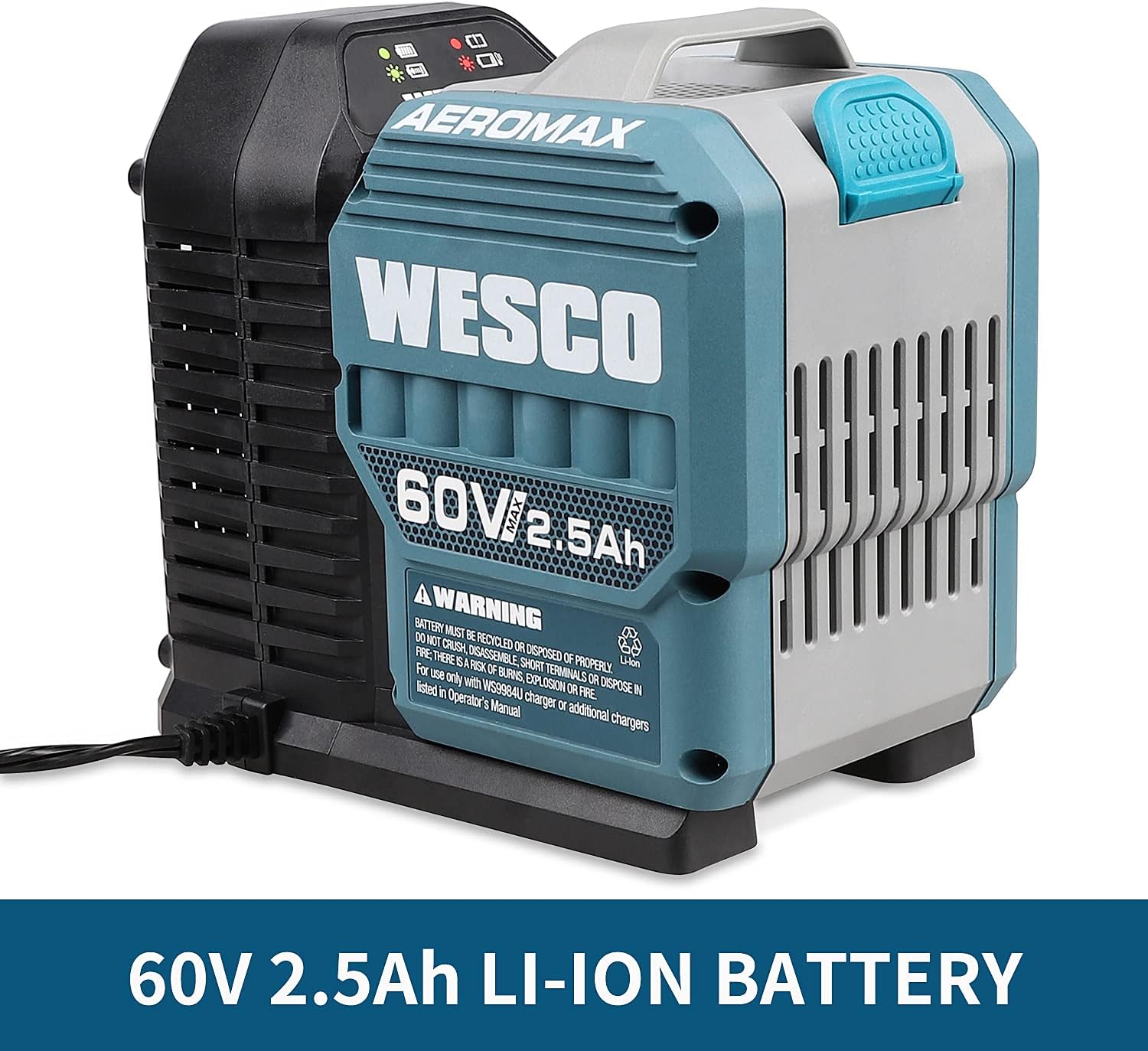 WESCO 60V Fast Charger, Rapid Charger Compatible WS9982 WS9983 60V MAX Lithium Battery/WS9984U