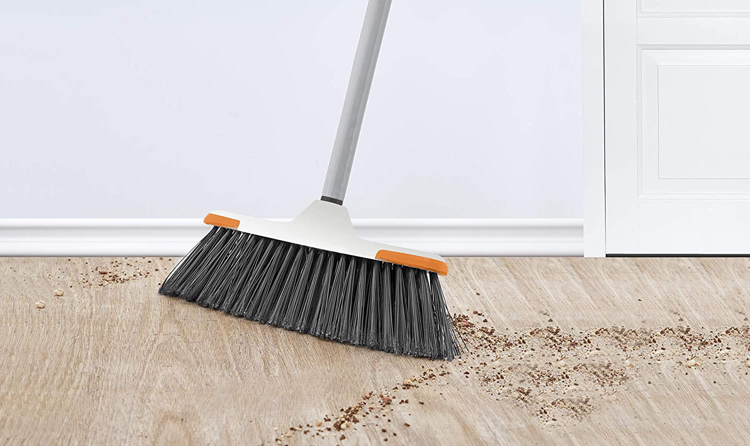 Superio Brand Lightweight Grey Essential Household Broom with Metal Handle