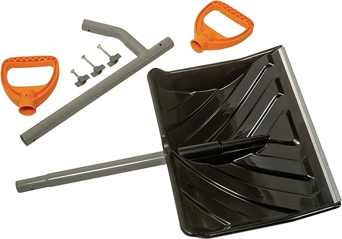 Sun Joe ErgieShovel ERG-SNSH18 Steel Shaft Impact Resistant Snow Shovel, 18-Inch Shovel, 48-Inch Shaft, Push/Scoop Combination Blade, Polycarbonate Shovel