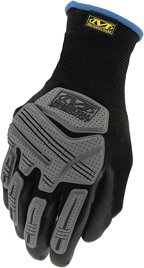 Mechanix Wear: SpeedKnit Impact Work Gloves - 13-Gauge Shell, High-Dexterity PU Grip, TPR Back of Hand Protection, Black, Size L/XL, 1 Pair with hang tag