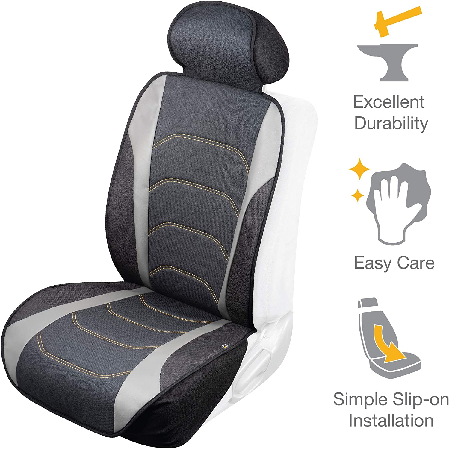Type S SC57152-10 Grey PRO Utility Protector | Cordura Brand Ballistic Fabric | Rugged Durable | Slip-On | Car Truck SUV Van Seat Cover | Universal Quilted Comfort | Easy Install | Secure Fit
