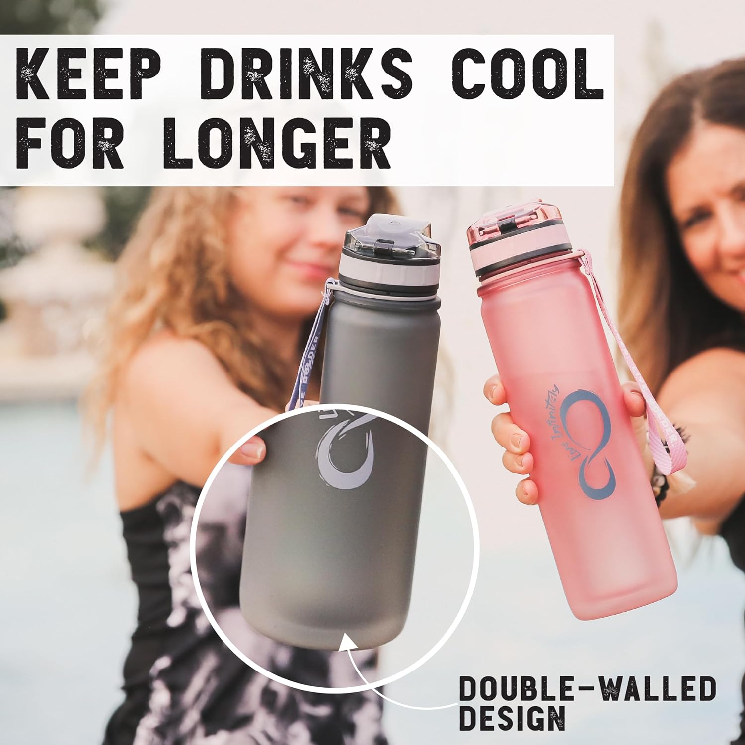 Live Infinitely Insulated Water Bottle with Time Marker BPA-Free 24 Oz (Available in 11 Colors)