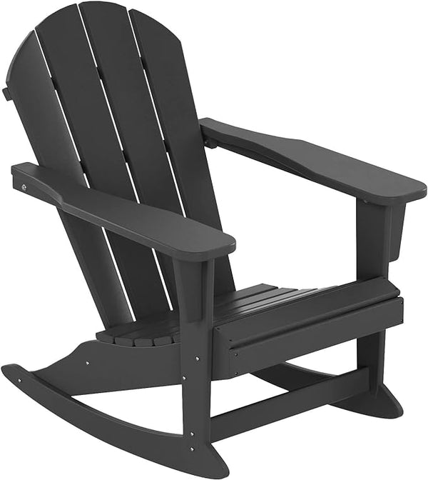 HDPE Adirondack Rocking Chair, Color Options: Blue, Teak, Gray, Lime Green, Orange, Red, or White