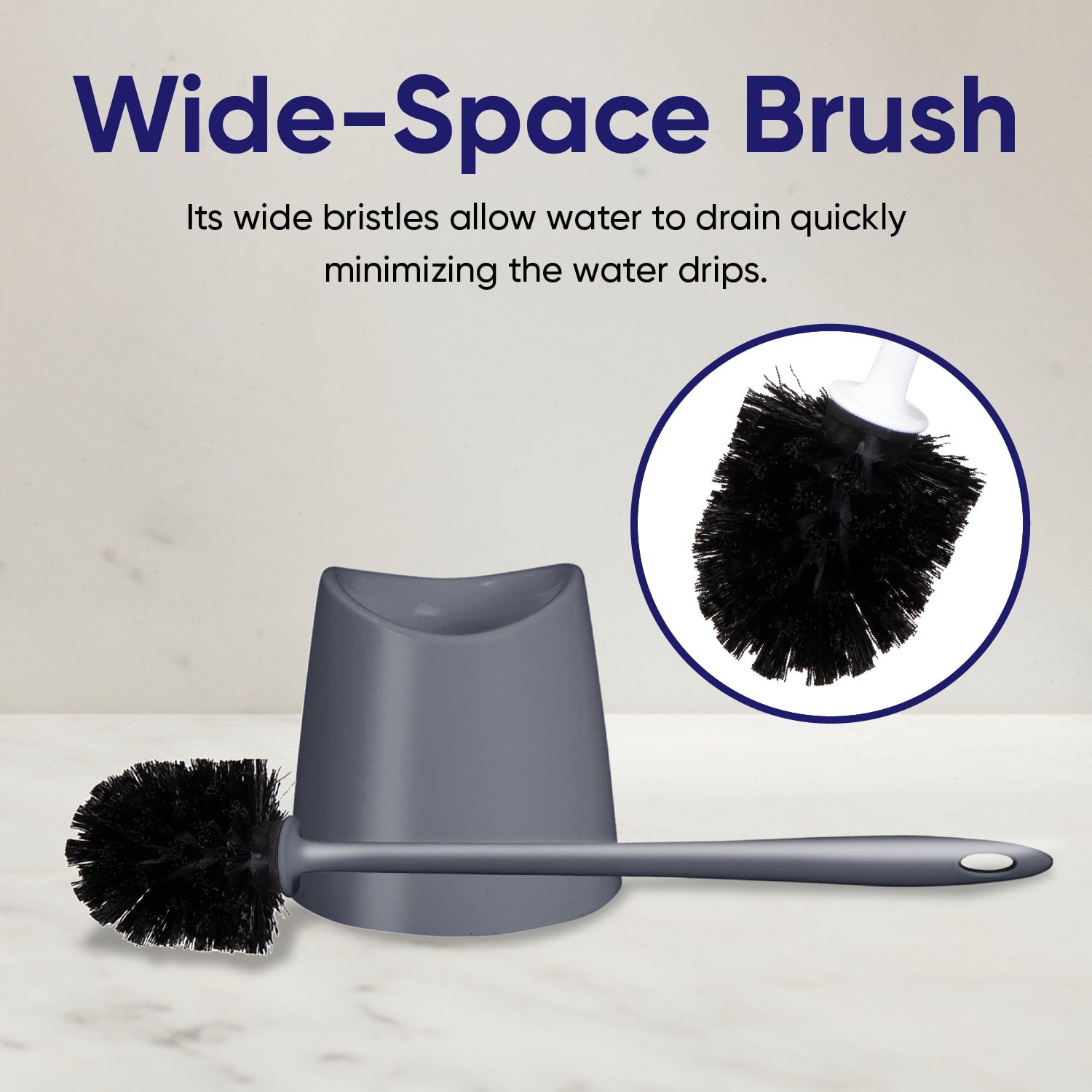 Superio Brand Modern Toilet Brush and Holder, Plastic, Color Options:  Purple, Grey, Taupe and Black