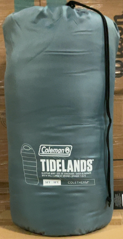 Coleman Tidelands 50 Degree Big & Tall Mummy Insulated Sleeping Bag, Gray