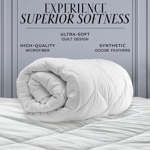 Italian Luxury Full/ Queen Size Comforter - 2100 Series Blanket, Down Alternative Insert w/ Corner Tabs - Home Bedding - 89"x89" White Full/Queen White