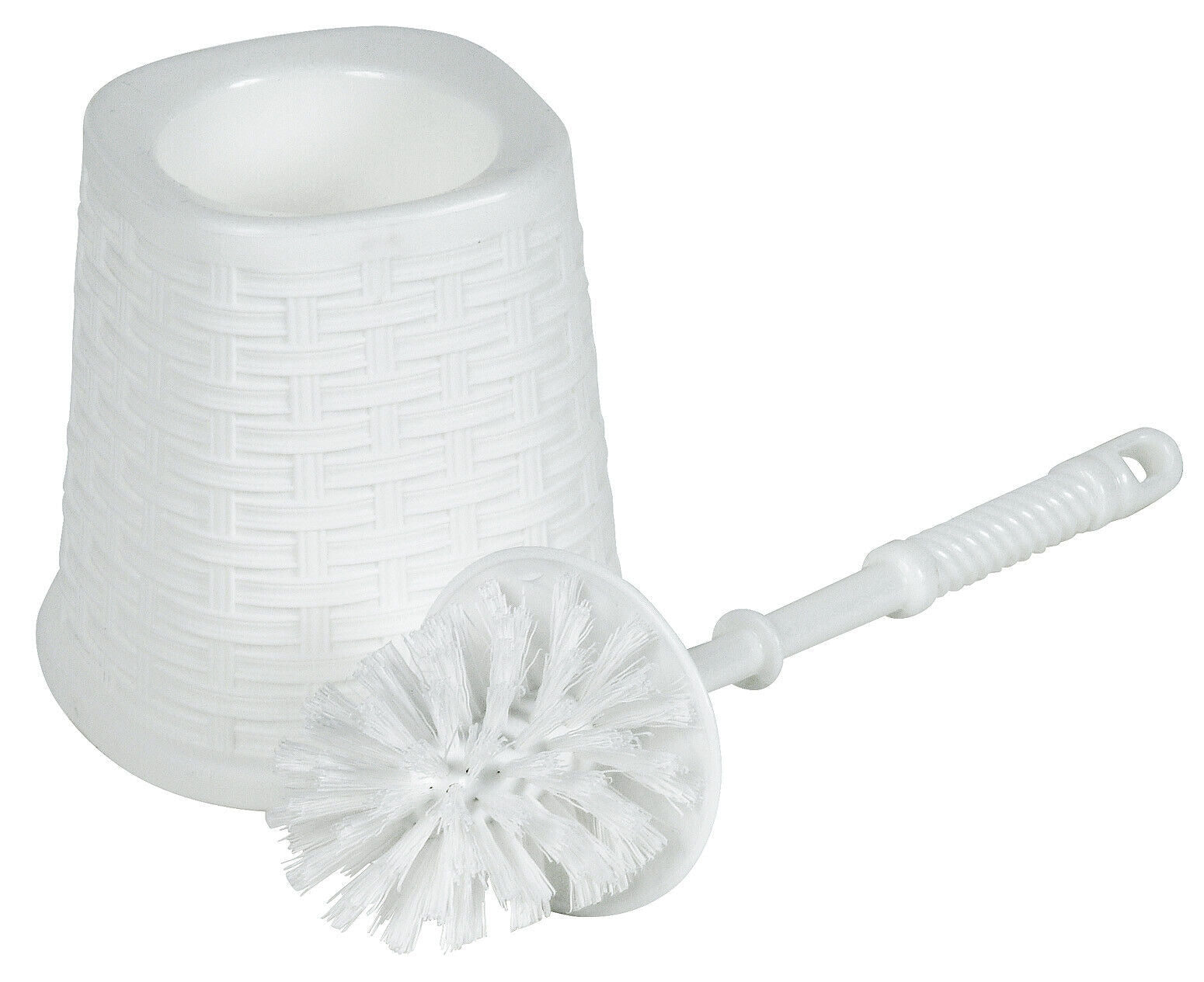 Superio Toilet Bowl Brush and Holder set, Wicker Style, Color Options:  White and Beige