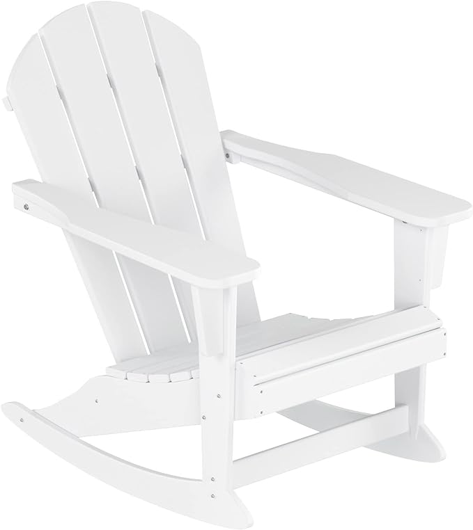 HDPE Adirondack Rocking Chair, Color Options: Blue, Teak, Gray, Lime Green, Orange, Red, or White
