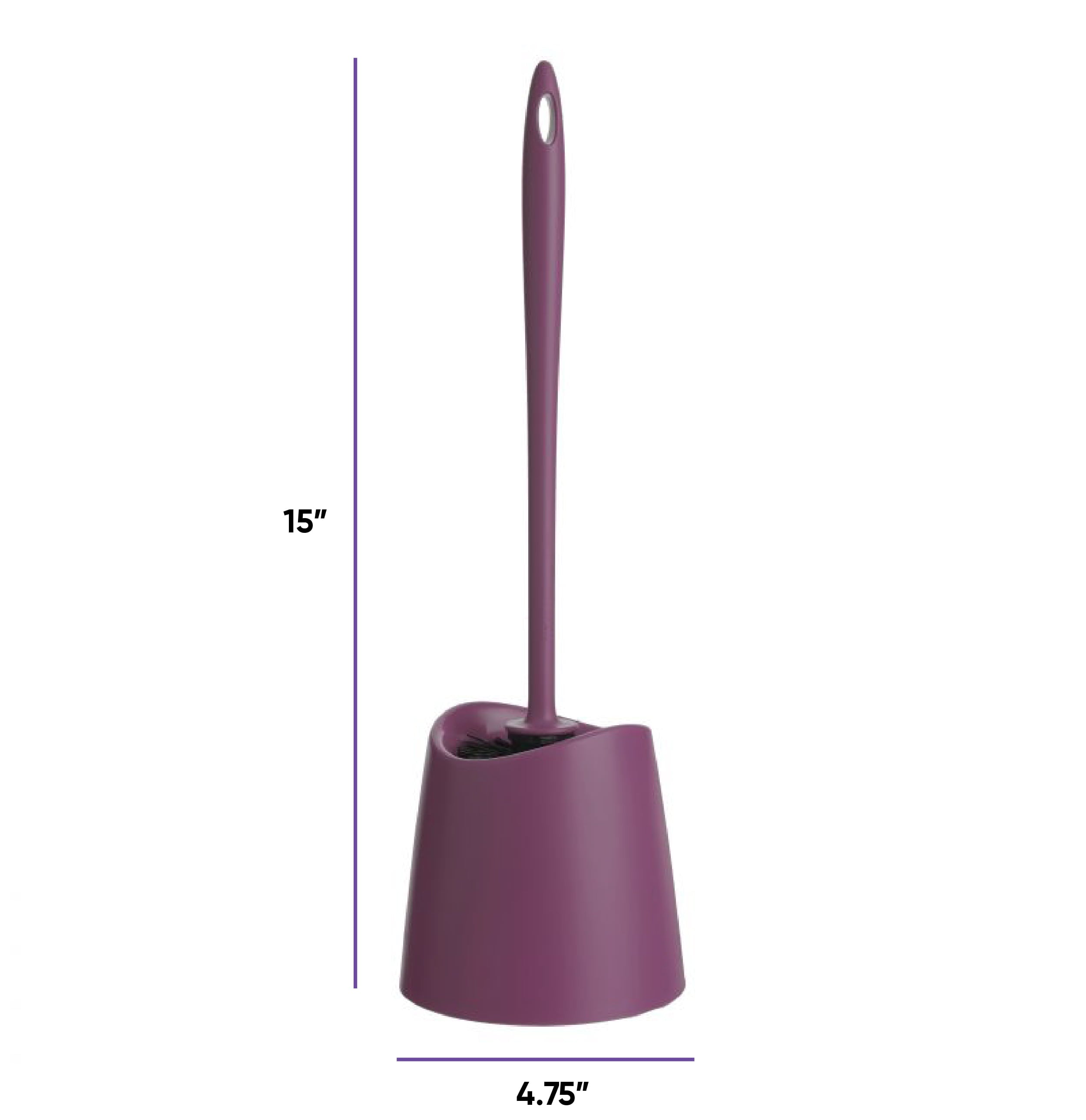 Superio Brand Modern Toilet Brush and Holder, Plastic, Color Options:  Purple, Grey, Taupe and Black