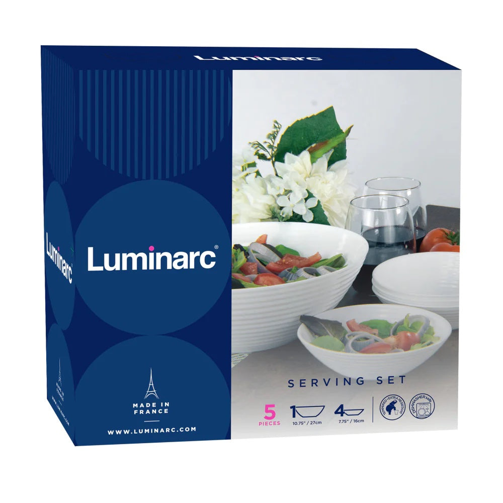 Luminarc 5 Piece Pasta Bowl Set, White