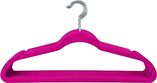Neat Living Slim Velvet, Non-Slip Suit Clothes Hangers, Pack of 10, Color options:  Black and Pink