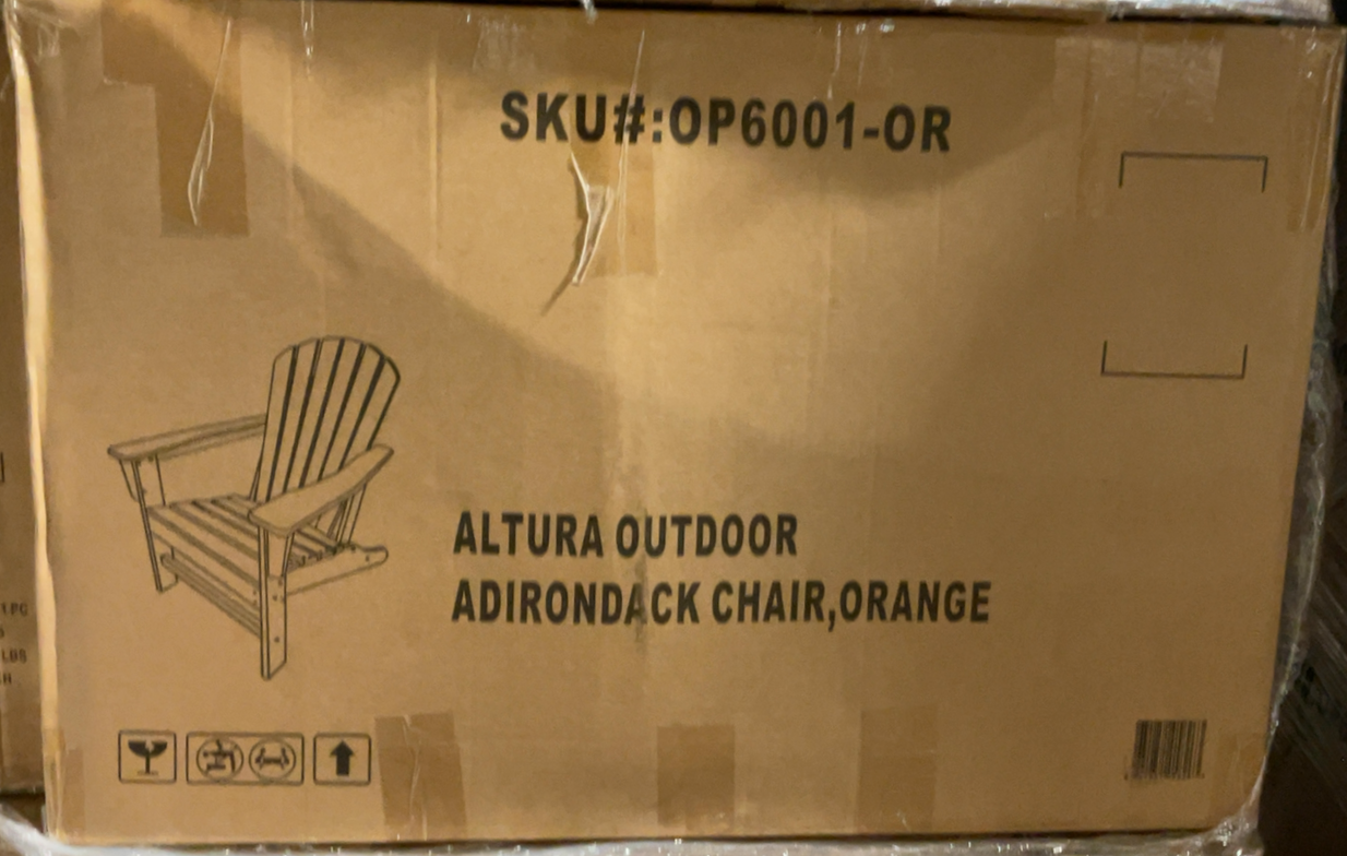Outdoor Patio Fixed Adirondack Chair- Color Options: White, Orange, Brown